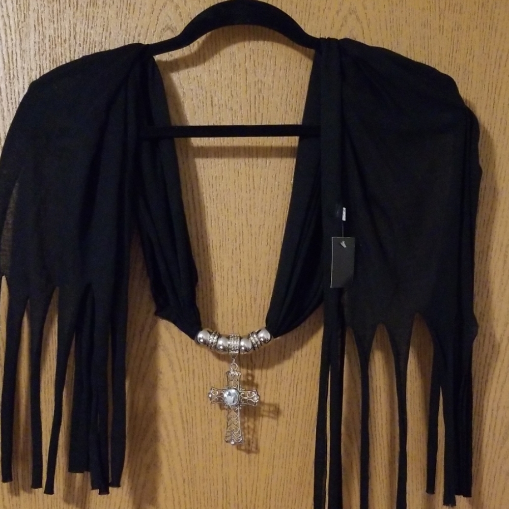 Sexy Cross Scarf with Fringe